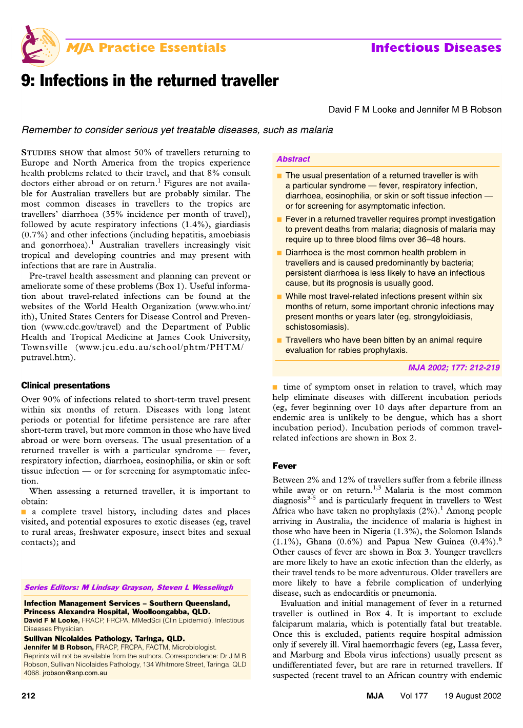 9: Infections in the Returned Traveller