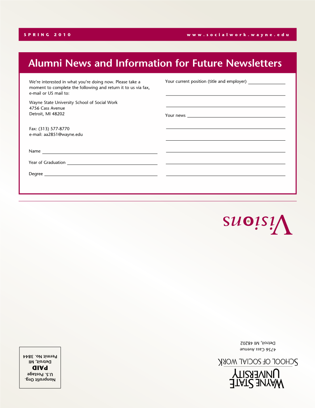 Alumni News and Information for Future Newsletters Future for Information and News Alumni