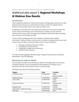 Regional Workshops and Webinar Results
