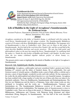 Life of Buddha in the Light of Asvaghosa's Saundarananda