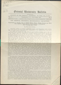 Oriental University Bulletin V10 N9 Sep 1913