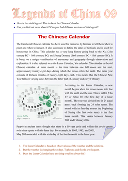 The Chinese Calendar