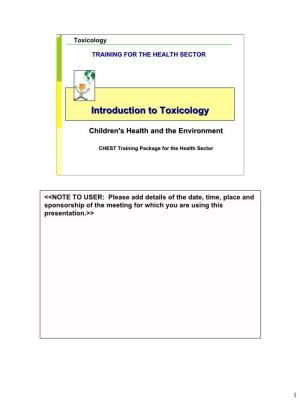 Introduction to Toxicology
