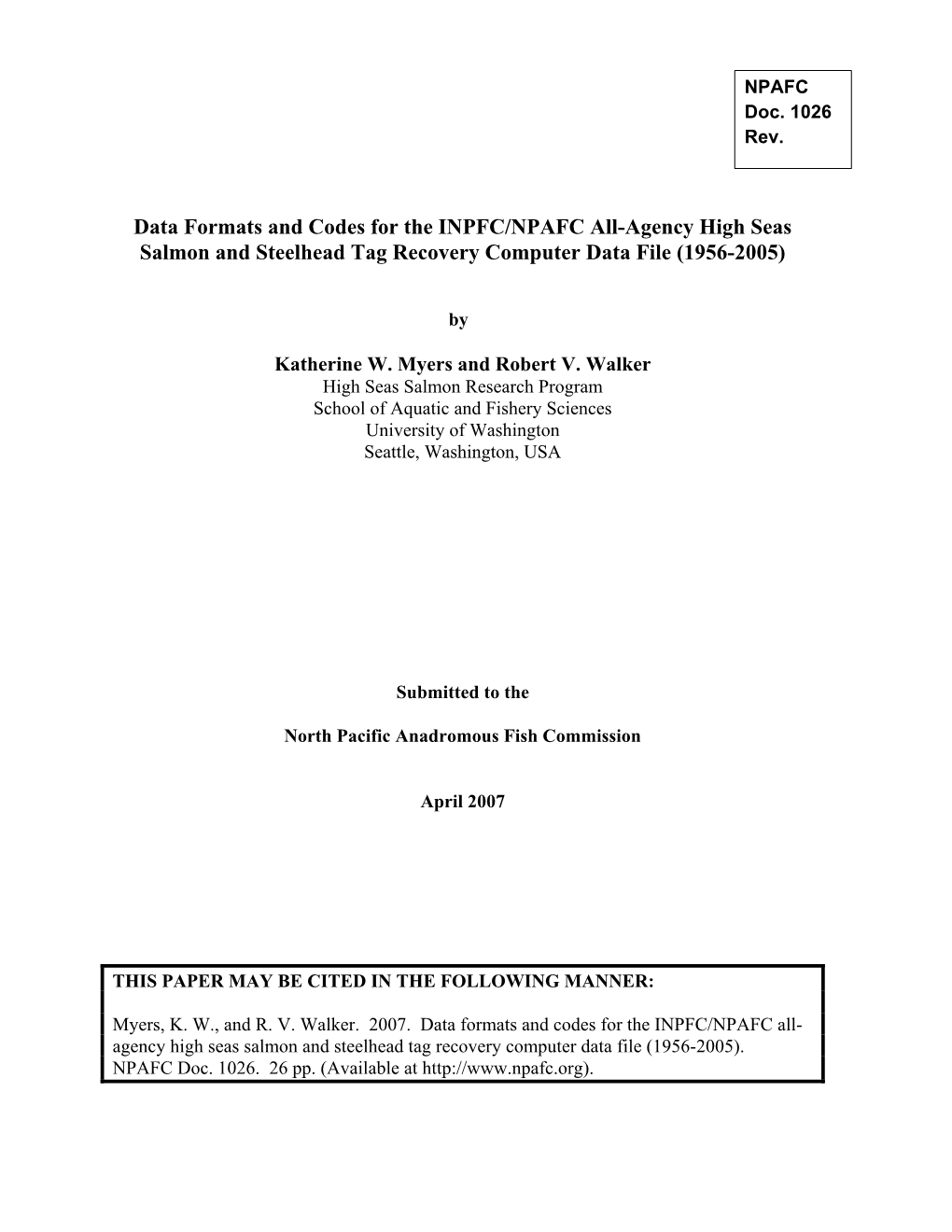 Inpfc Tag Recovery Data Format (All-Agency)