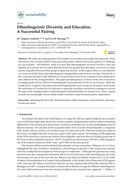 Ethnolinguistic Diversity and Education. a Successful Pairing