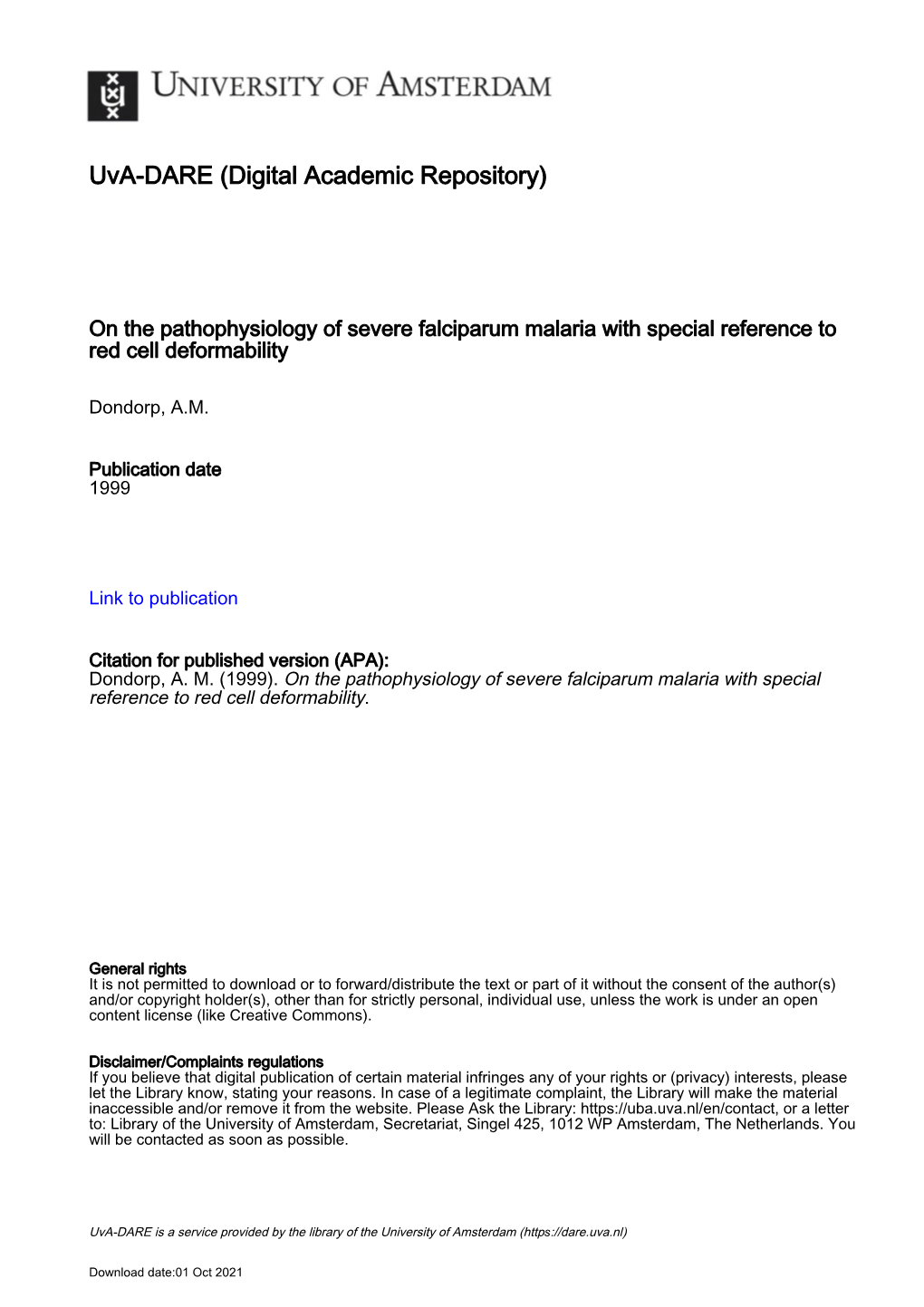 The Rheology of Severe Falciparum Malaria W