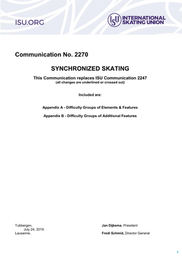 Communication No. 2270 SYNCHRONIZED SKATING