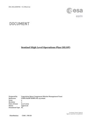 Sentinel High Level Operations Plan (HLOP)