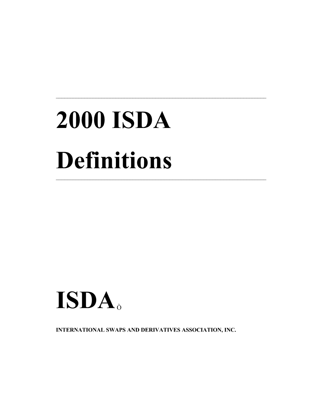 2000 ISDA Definitions ______