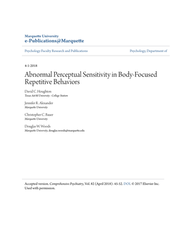 Abnormal Perceptual Sensitivity in Body-Focused Repetitive Behaviors David C