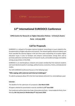 12Th International EUREDOCS Conference