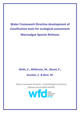 Water Framework Directive Development of Classification Tools for Ecological Assessment: Macroalgae Species Richness