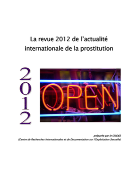 Revue 2012 De L'actualité Internationale De La Prostitution