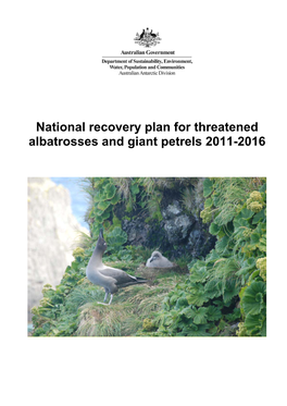 National Recovery Plan for Threatened Albatrosses and Giant Petrels 2011-2016