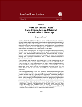 With the Indian Tribes”: Race, Citizenship, and Original Constitutional Meanings
