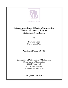 Intergenerational Effects of Improving Women's Property Rights: Evidence from India
