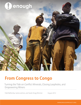 From Congress to Congo Turning the Tide on Conflict Minerals, Closing Loopholes, and Empowering Miners