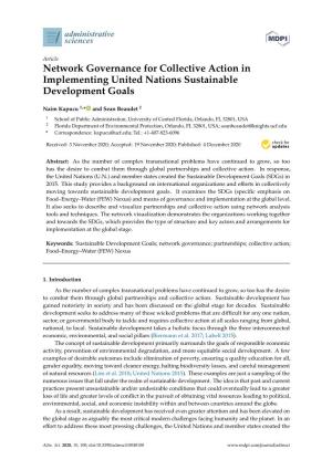 Network Governance for Collective Action in Implementing United Nations Sustainable Development Goals