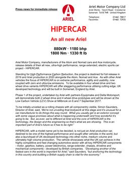 Hipercar Press Release