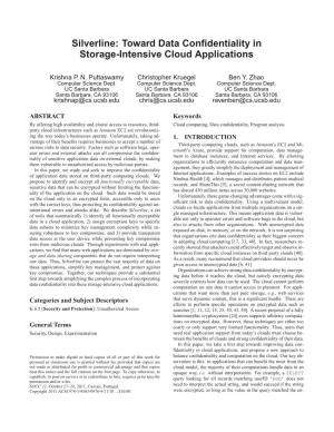 Silverline: Toward Data Confidentiality in Storage-Intensive Cloud