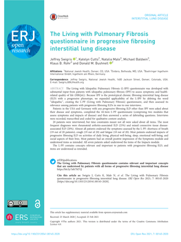 The Living with Pulmonary Fibrosis Questionnaire in Progressive Fibrosing Interstitial Lung Disease