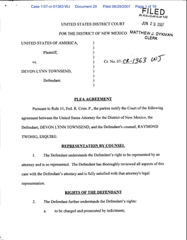 United States V Devon Lynn Townsend Plea Agreement