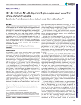 HIF-1Α Restricts NF-Κb-Dependent Gene Expression to Control Innate Immunity Signals Daniel Bandarra1, John Biddlestone1, Sharon Mudie1, H.-Arno J