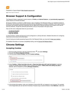 Browser Support & Configuration Chrome Settings
