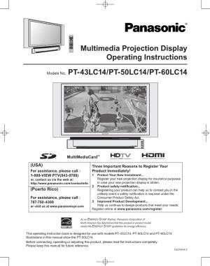 PT-43LC14/PT-50LC14/PT-60LC14 Multimedia Projection Display