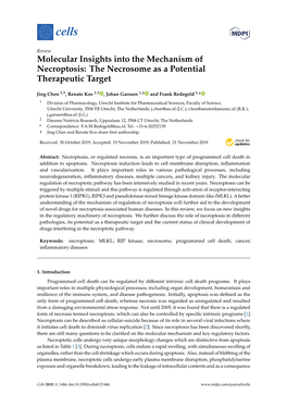 Molecular Insights Into the Mechanism of Necroptosis: the Necrosome As a Potential Therapeutic Target