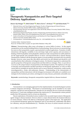 Therapeutic Nanoparticles and Their Targeted Delivery Applications