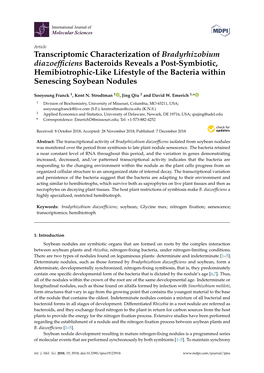 Transcriptomic Characterization of Bradyrhizobium Diazoefficiens