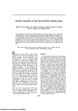 Ocular Hazards of the Q-Switched Erbium Laser