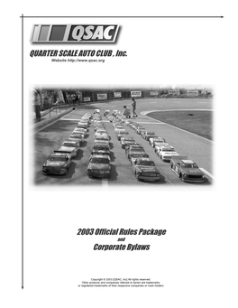 2003 Official Rules Package Corporate Bylaws QUARTER