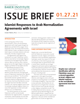 Islamist Responses to Arab Normalization Agreements with Israel