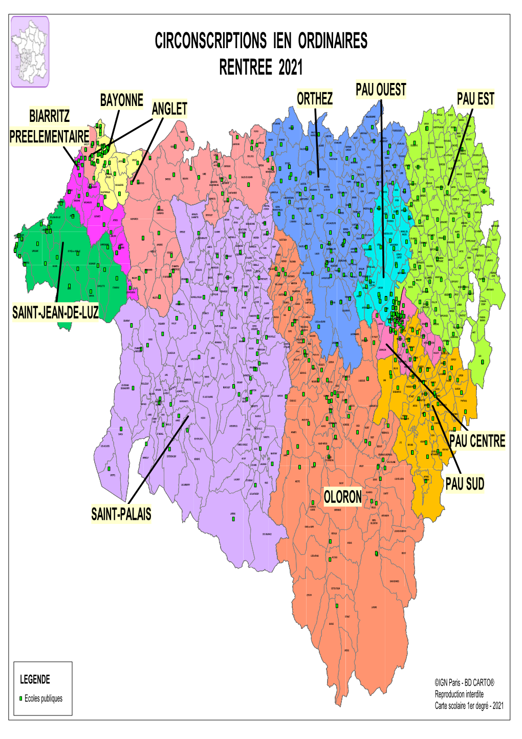 Carte Circonscriptions IEN Des Pyrénées-Atlantiques 2021