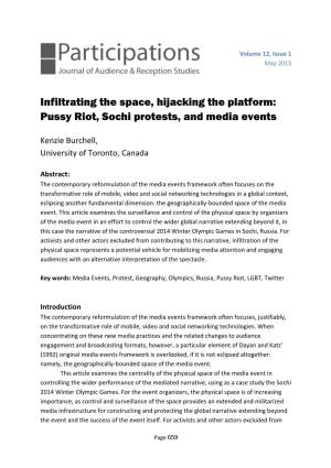 Infiltrating the Space, Hijacking the Platform: Pussy Riot, Sochi Protests, and Media Events