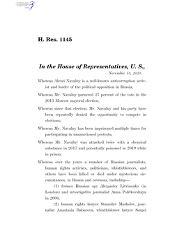 H. Res. 1145 in the House of Representatives, U