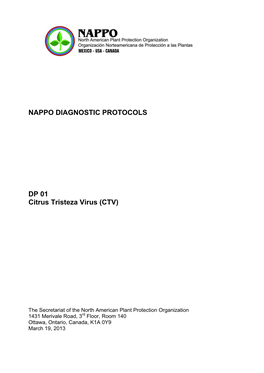 NAPPO DIAGNOSTIC PROTOCOLS DP 01 Citrus Tristeza Virus (CTV)