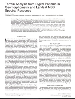 Terrain Analysis from Digital Patterns in Geomorphometry and Landsat MSS Spectral Response