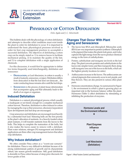 Physiology of Cotton Defoliation Felix Ayala and J