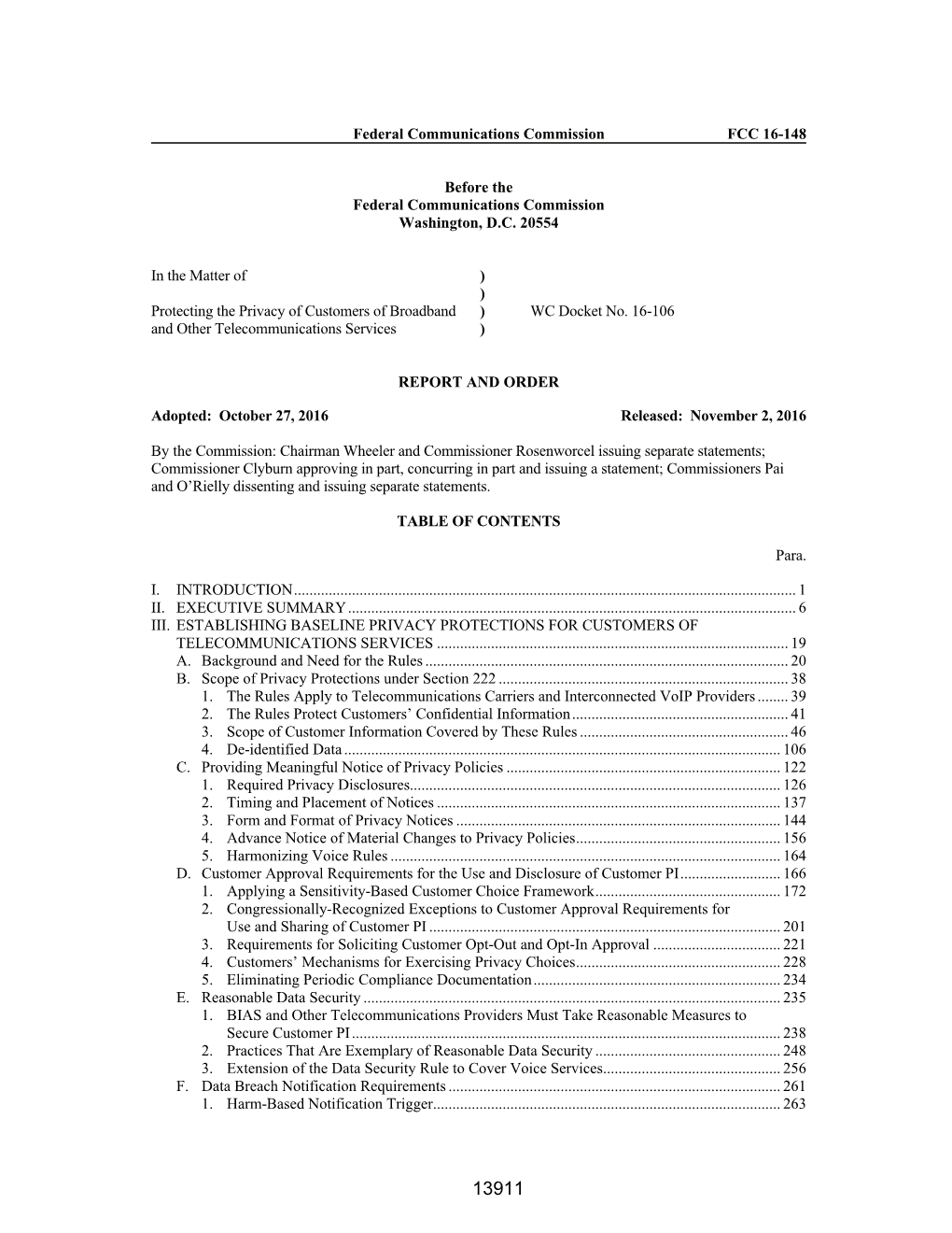 Protecting the Privacy of Customers of Broadband and Other Telecommunications Services, WC Docket No