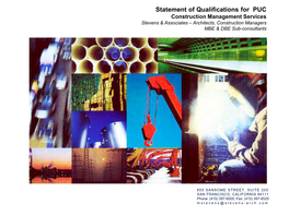 Statement of Qualifications for PUC Construction Management Services Stevens & Associates – Architects, Construction Managers MBE & DBE Sub-Consultants