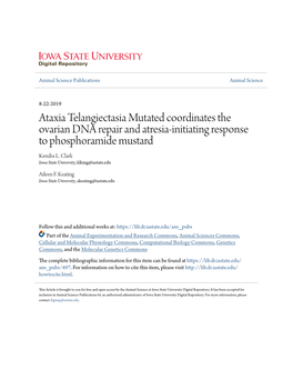 Ataxia Telangiectasia Mutated Coordinates the Ovarian DNA Repair and Atresia-Initiating Response to Phosphoramide Mustard Kendra L