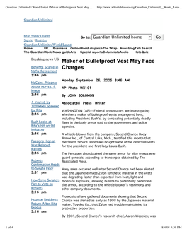 Guardian Unlimited | World Latest | Maker of Bulletproof Vest May Face