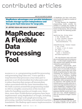 Mapreduce: a Flexible Data Processing Tool