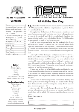NOVEMBER 2009 Contents All Hail the New King