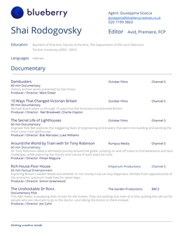 Shai Rodogovsky Editor A​ Vid, Premiere, FCP