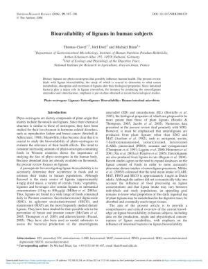 Bioavailability of Lignans in Human Subjects