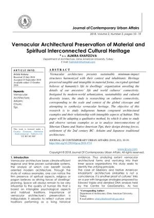Vernacular Architectural Preservation of Material and Spiritual Interconnected Cultural Heritage * B.A
